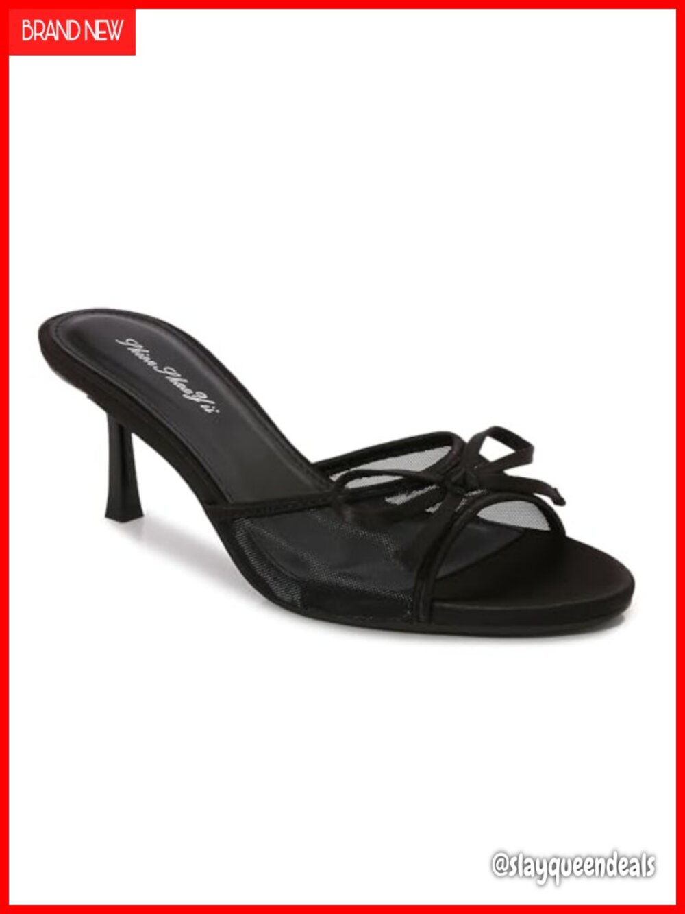 Women's Kitten Heel Sandals Round Toe Bow Mule Slip On Backless Heeled